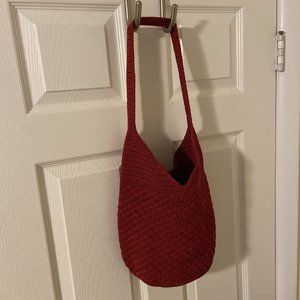 SAK crochet purse RED very clean condition